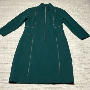 Carlisle Size 6 Hunter Green Dress with Brass Zipper Detail